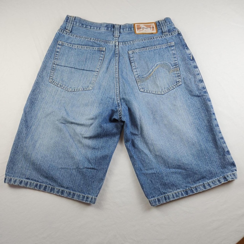 Drunknmunky Vintage Y2K Baggy Denim Shorts Jorts Mens 32 Skater Hip Hop Blue